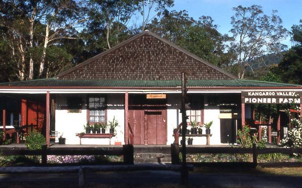 The verandah of the Pioneer Farm building at the Pioneer Village Museum
